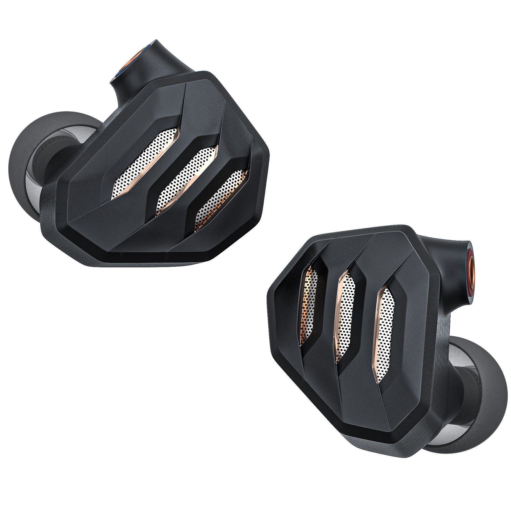 FiiO FH7S in-ear headphones with black and silver design, featuring multiple drivers and ergonomic ear tips for high-quality sound.