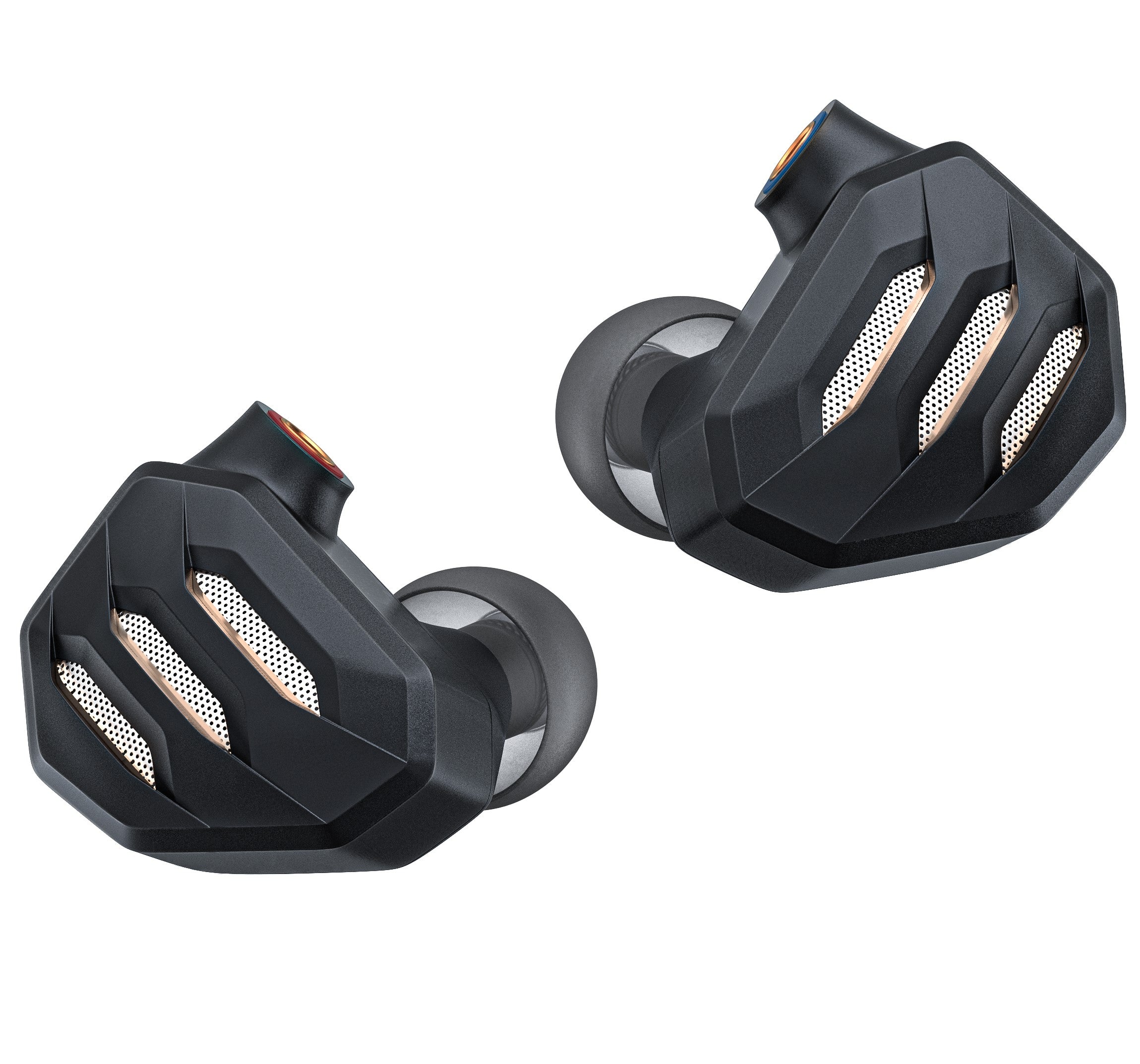 FiiO FH7S in-ear headphones with black and silver design, featuring multiple drivers and ergonomic ear tips for high-quality sound.