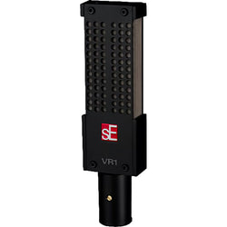 sE Electronics VR1 dynamic microphone with cardioid capsule, professional audio recording equipment, close-up view of the microphone.