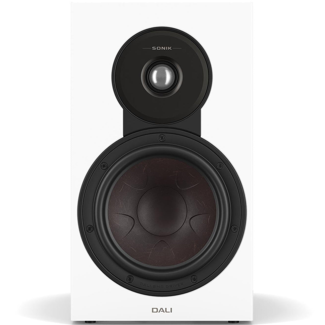 DALI Sonik 3 passive bookshelf speakers shown with black cabinets and drivers, designed for high-quality audio performance.