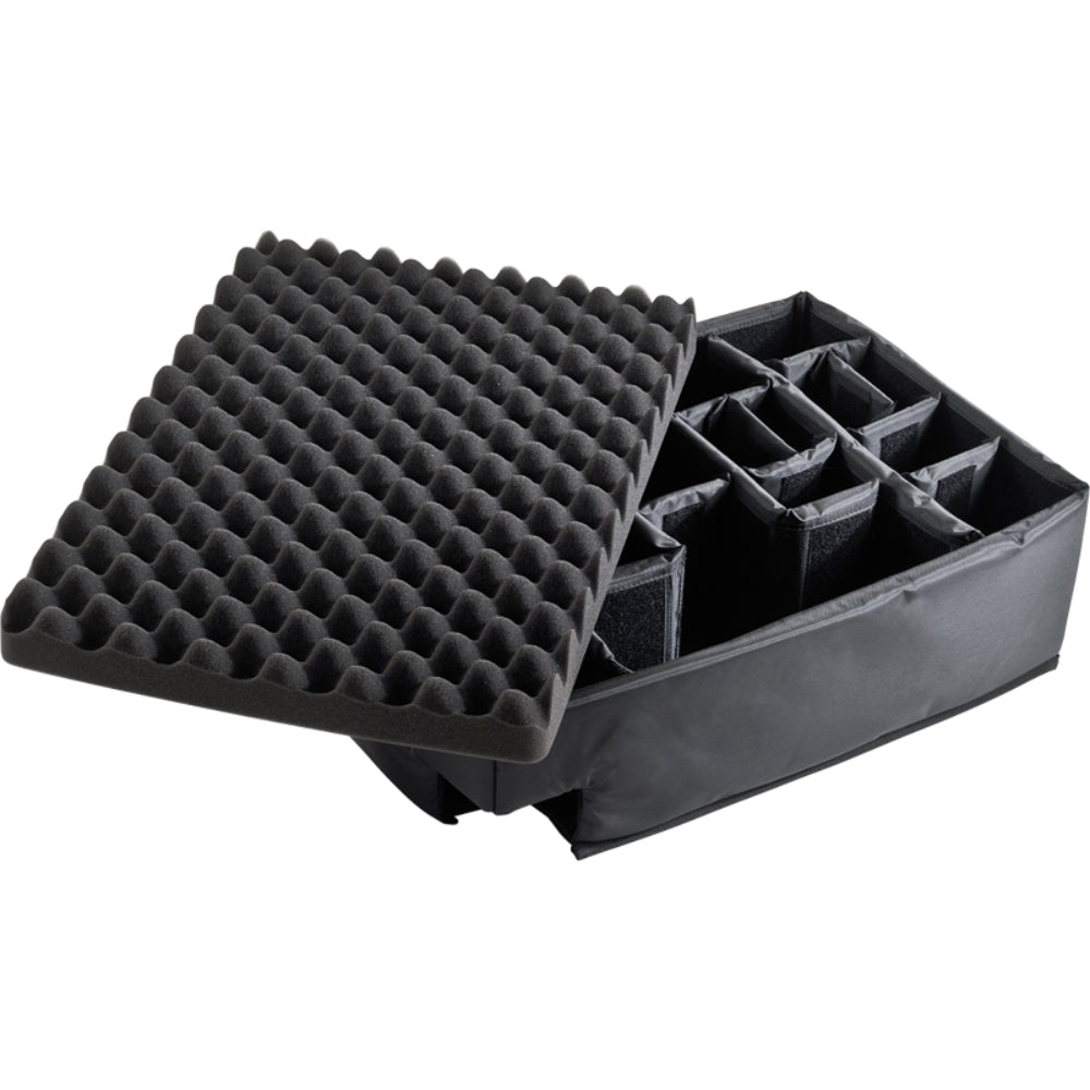 B&W Cases Type 6700 divider system for video equipment bags and cases, showing adjustable foam dividers inside the storage compartment.
