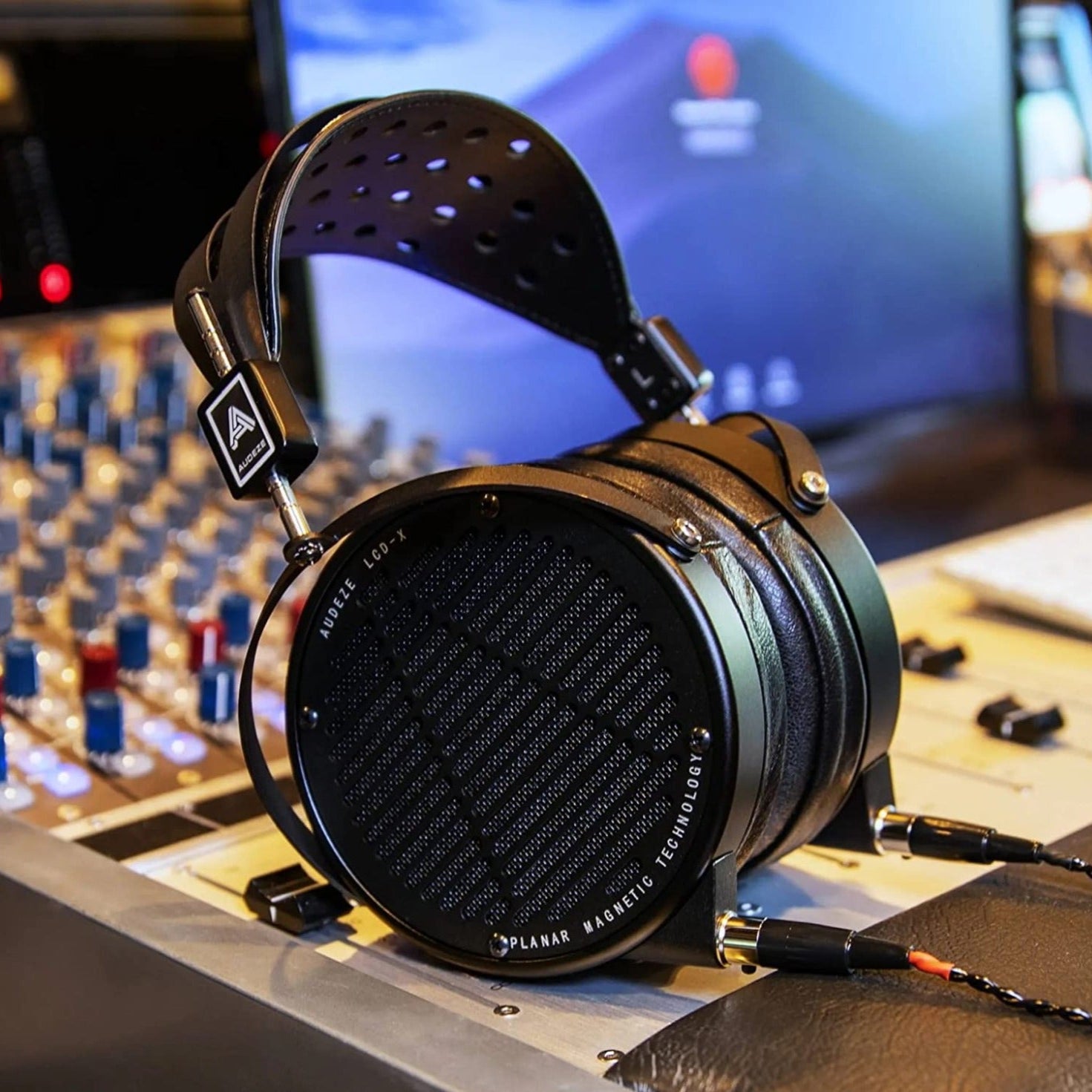 Audeze LCD-X Creator Package studio headphones with leather-free ear cups and headband, black finish, and open-back design.