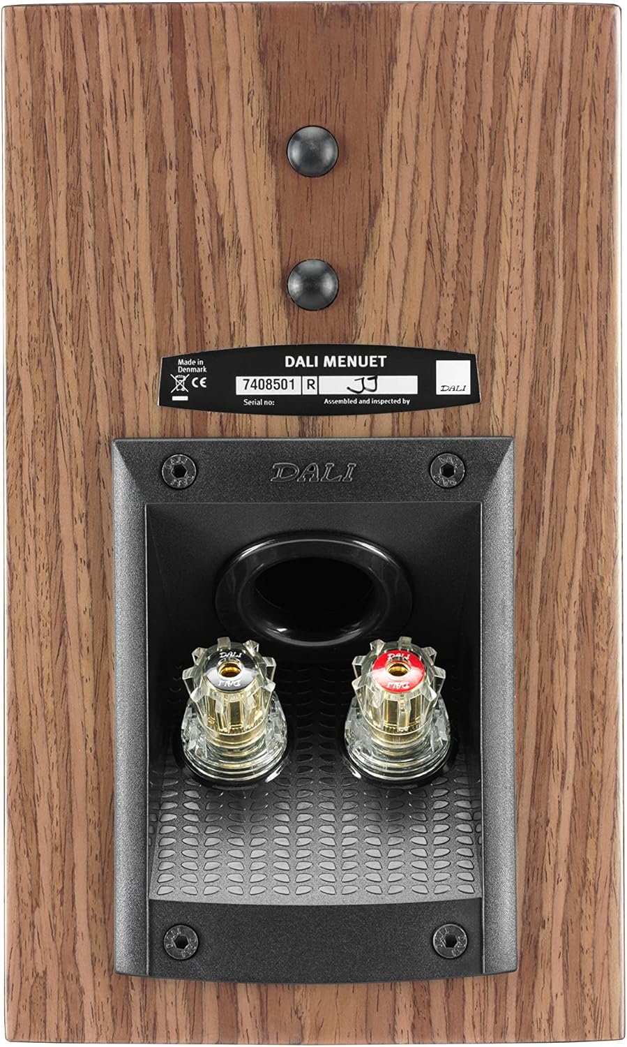DALI Menuet passive bookshelf speakers shown in a natural setting with wood finish and compact design for home audio systems.