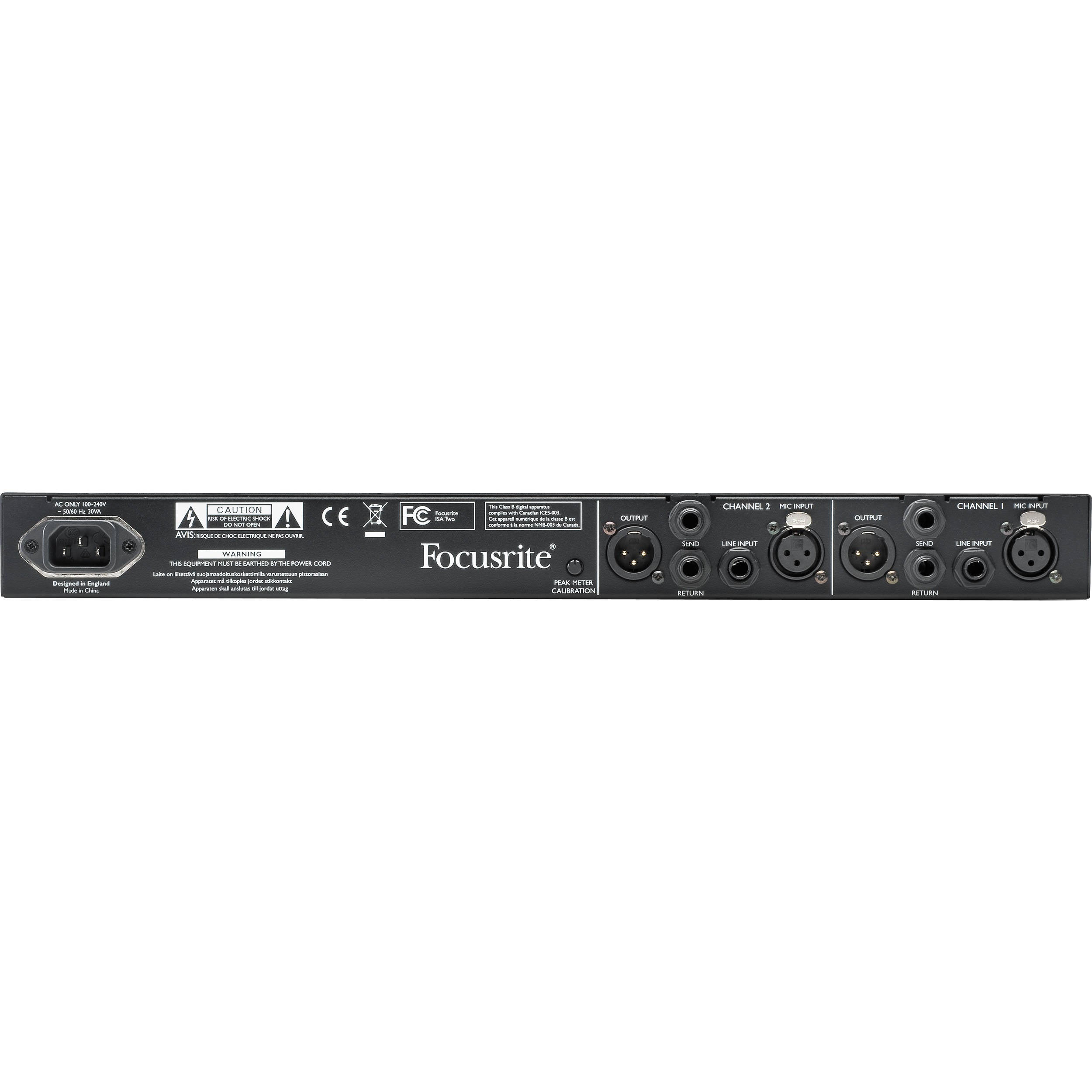 Focusrite ISA Two microphone preamp with two channels and vintage-style controls, shown in a professional audio setup.
