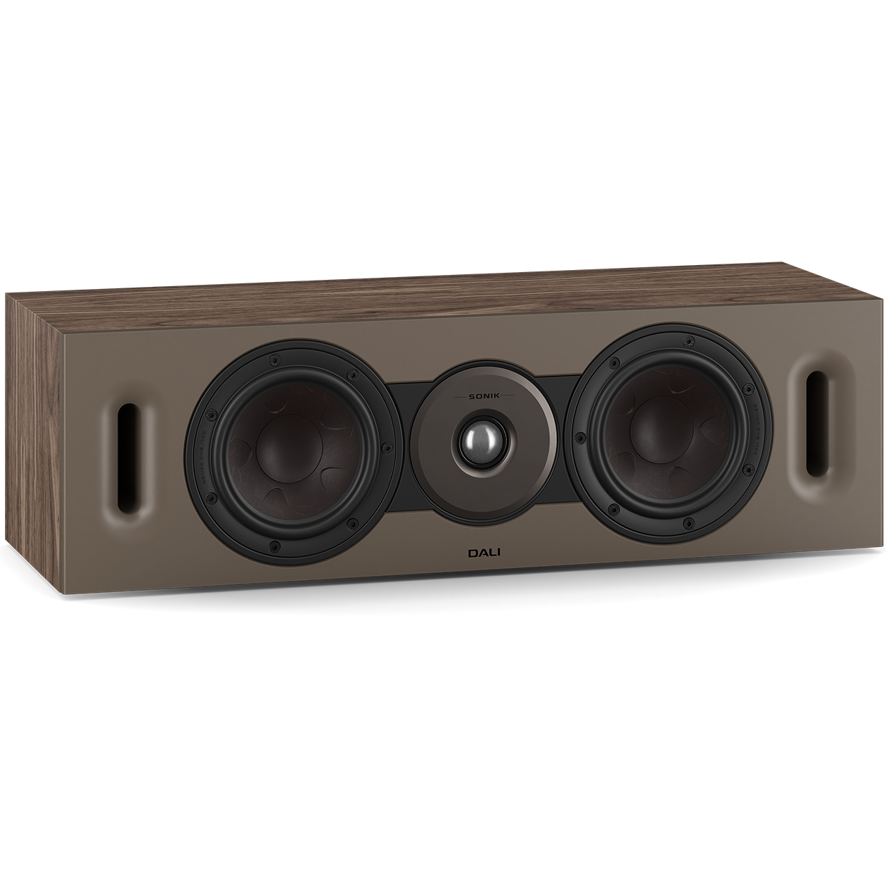 DALI Sonik Cinema center speaker with sleek black finish, designed for high-quality home theater audio system.