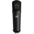 Warm Audio WA-87jr SE condenser microphone in black, front view showcasing its compact design and professional-grade build.