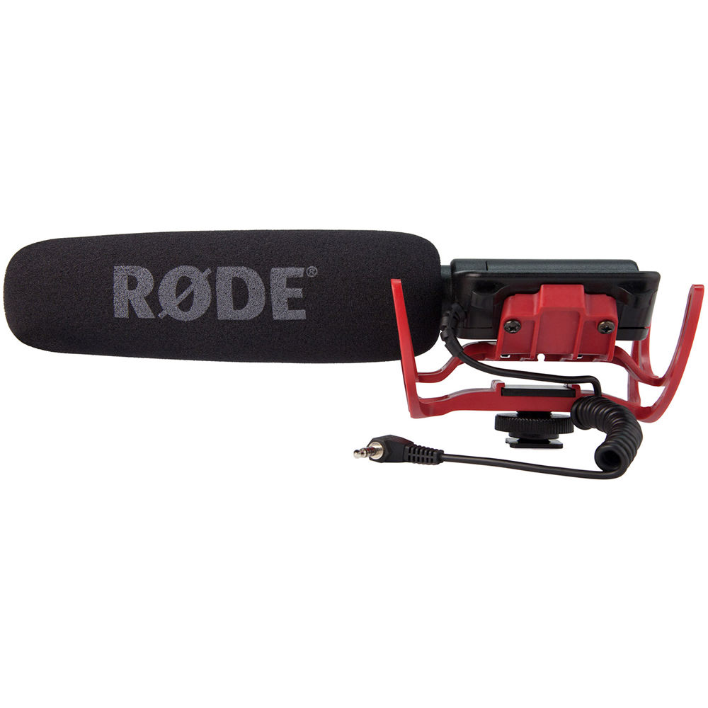Rode VideoMic Rycote camera microphone with shock mount and windscreen for high-quality audio recording.