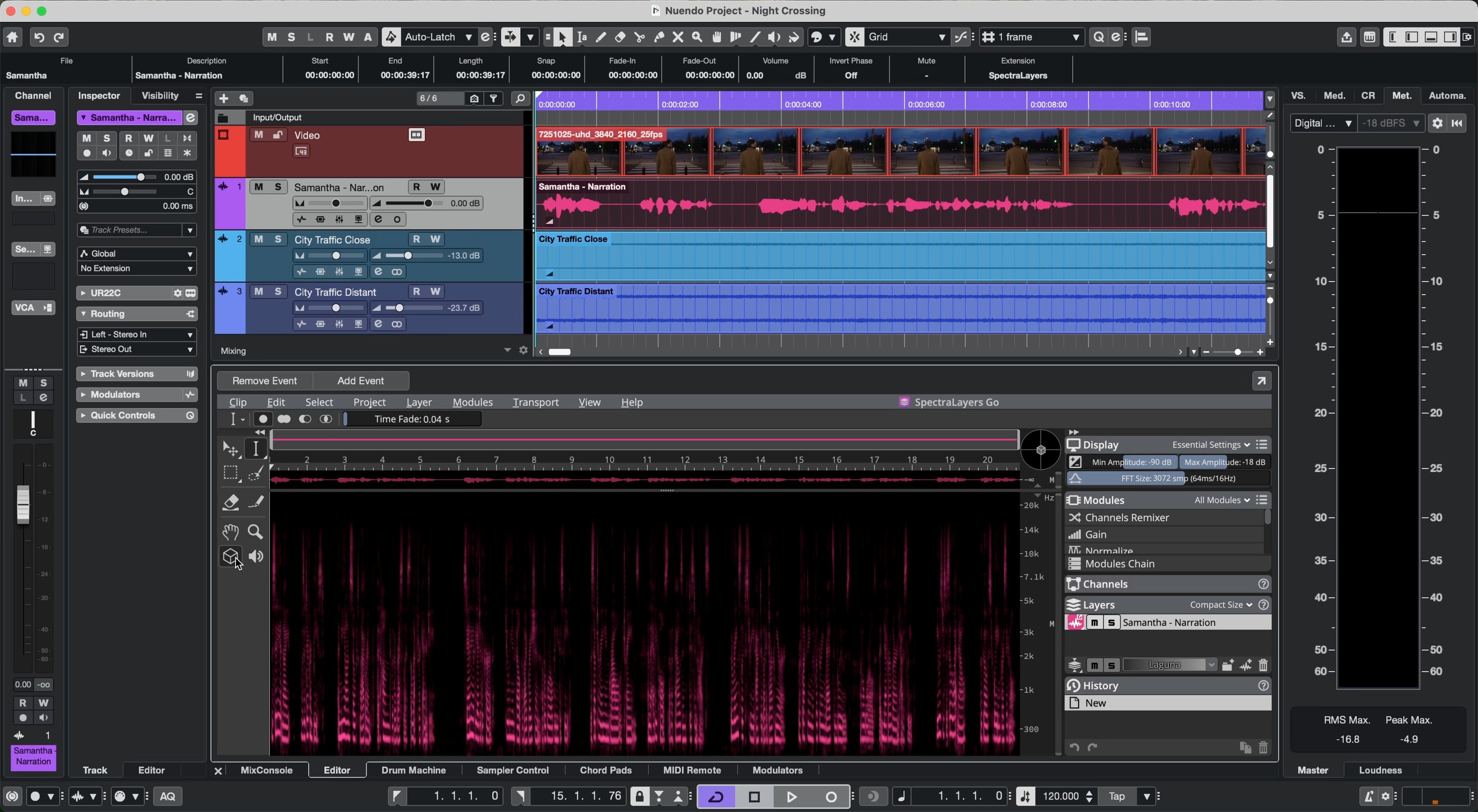 Steinberg Nuendo 15 DAW software interface on a computer screen showcasing music production tools and editing features.