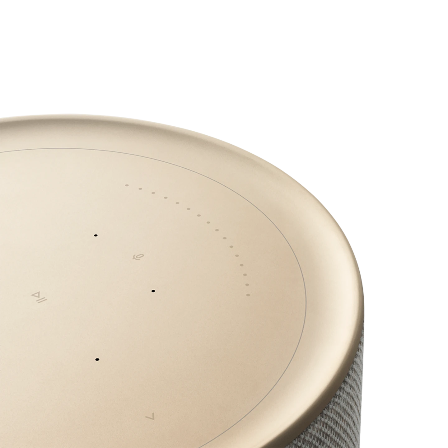 Bang & Olufsen Beosound Balance wireless speaker with a sleek natural wood finish and modern design, shown in detailed close-up.