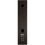 DALI Opticon 8 MK2 passive floorstanding speakers with rear ports and sleek black finish, showcasing the back panel and connections.