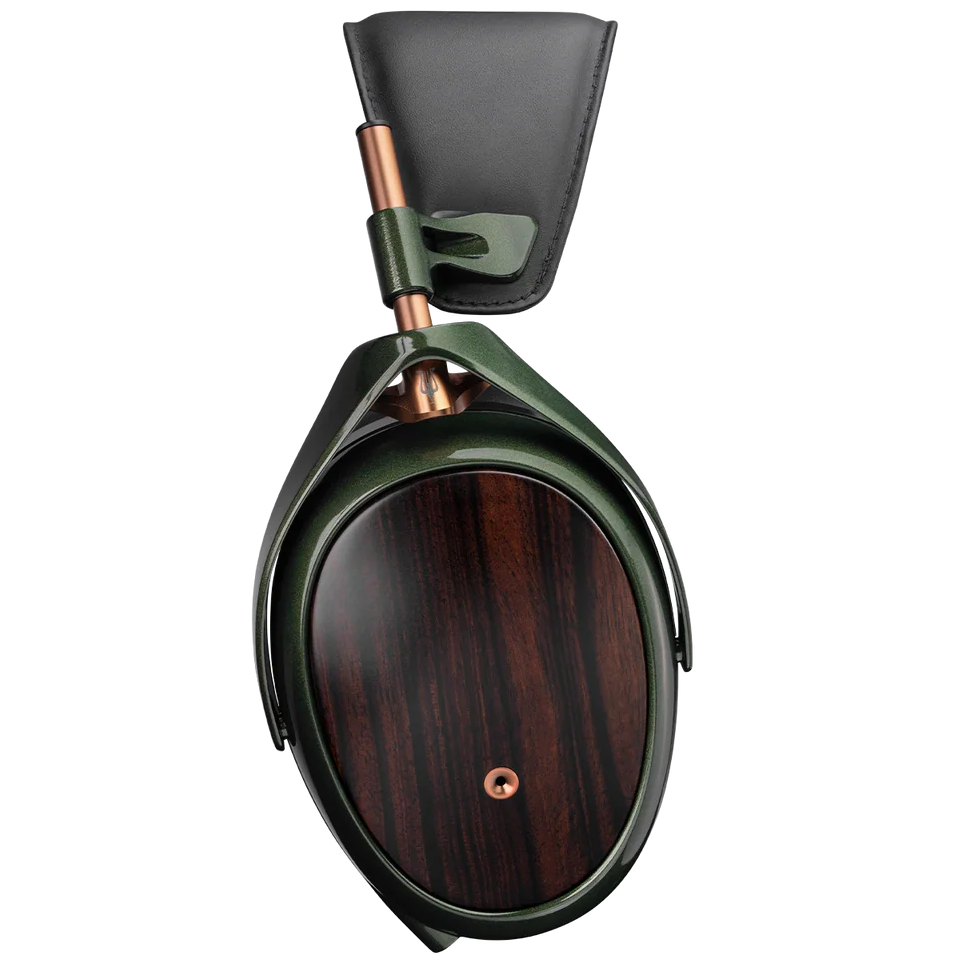 Meze Audio Strada wired headphones with sleek design and cushioned ear cups, shown from a side angle.