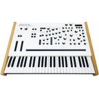 Modor NF-1k keyboard synthesizer with a compact design, featuring knobs, keys, and control panel for sound shaping.