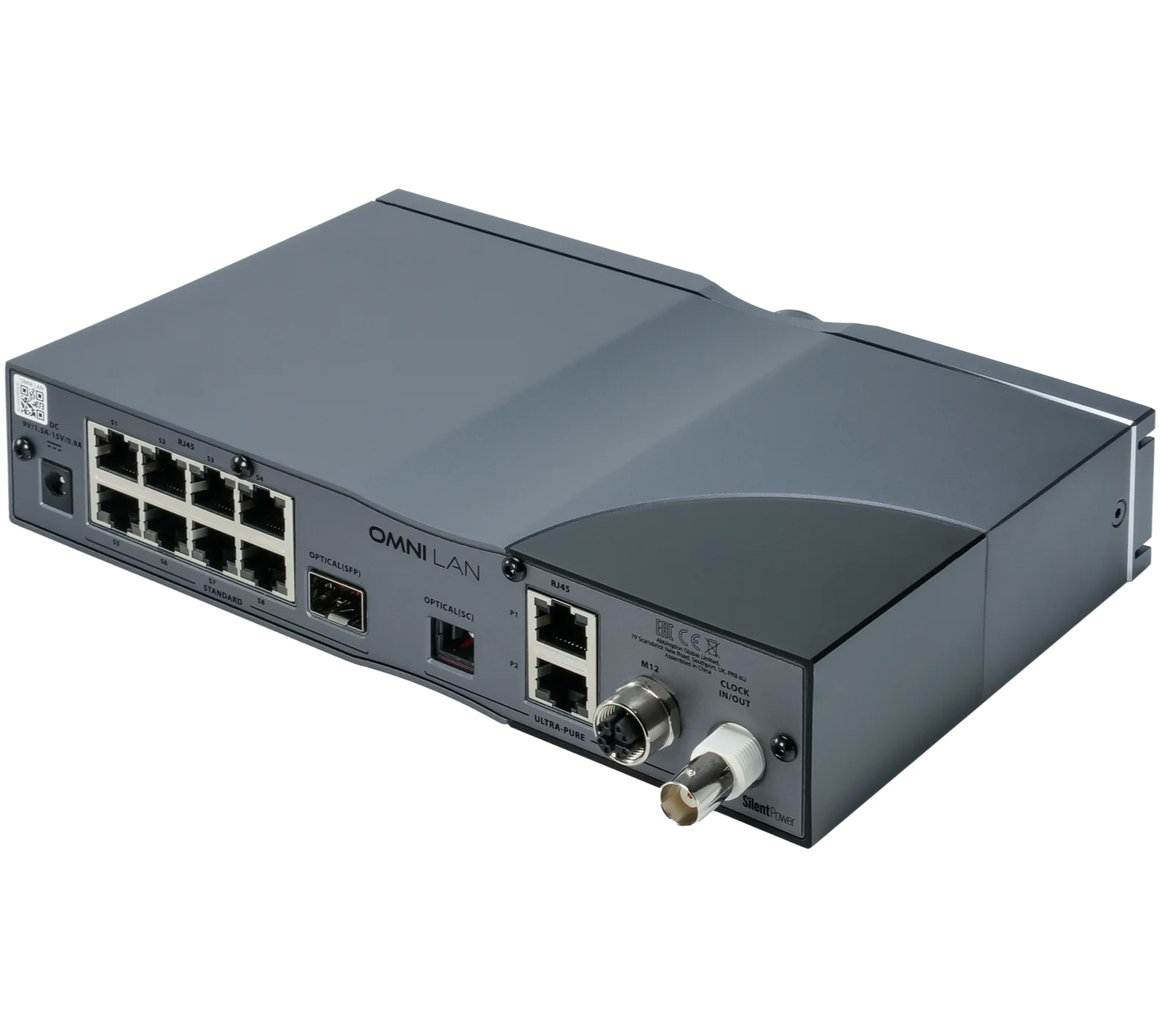 SilentPower OMNI LAN noise filter and conditioner for network cables, designed to reduce electrical interference and improve signal quality.