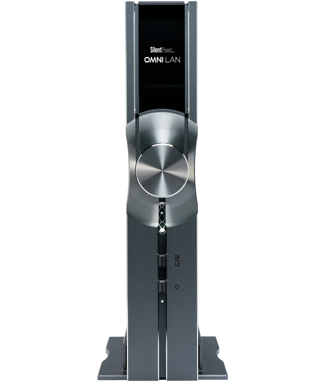 SilentPower OMNI LAN noise filter and conditioner for network devices, designed to reduce interference and improve signal quality.