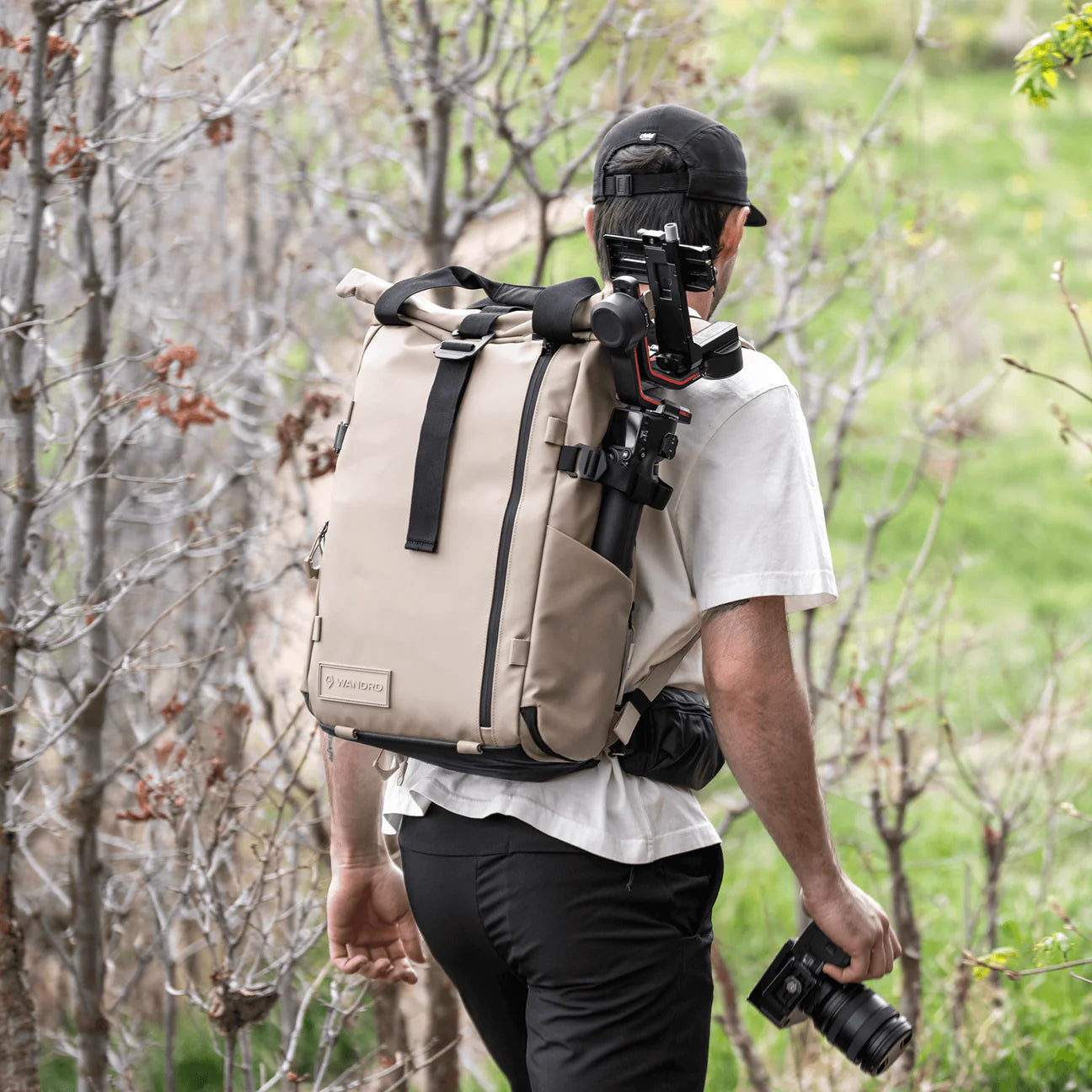 Wandrd Prvke bag in Yuma Tan color, a versatile video equipment bag with multiple compartments and durable design.