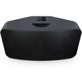 Bluesound Pulse 2i wireless speaker in black, front and above view showing sleek design and control buttons.