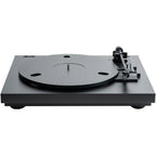 Pro-Ject Automat A1.2 turntable with sleek design, tonearm and platter visible, showcasing modern audio equipment for vinyl listening.