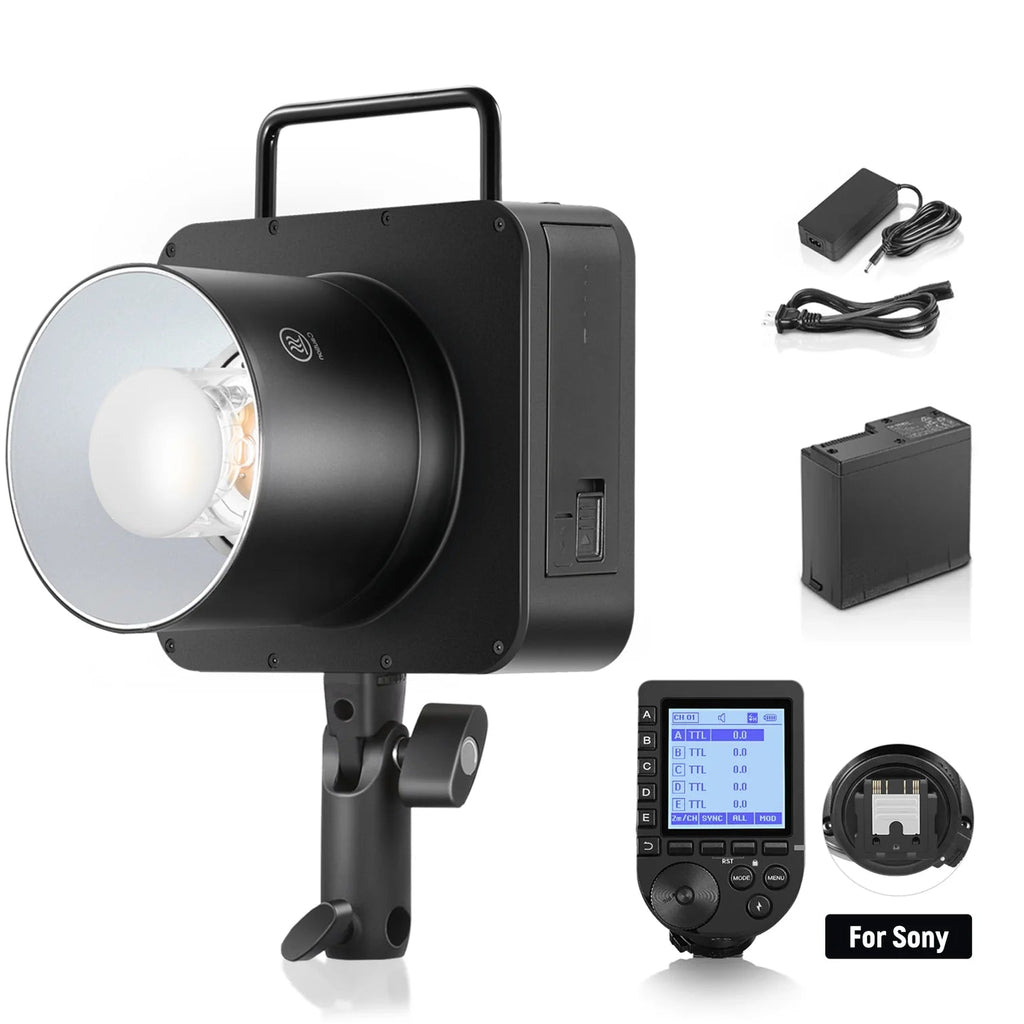 Neewer Q4 400Ws studio flash with 2.4G TTL wireless trigger, compact studio lighting for photography.
