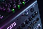 Allen & Heath Qu-6 digital mixer with USB-C and SD card slots, showing a professional audio mixing console with control knobs and LCD screen.