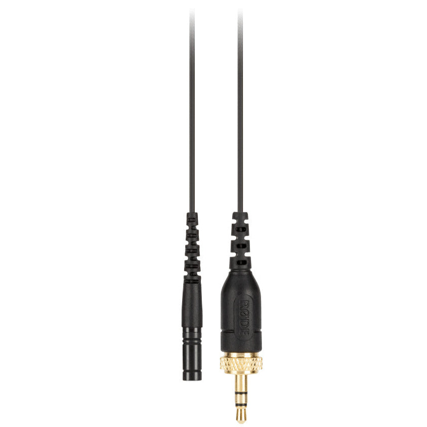 Rode RodeLink Lav lavalier microphone with windscreen and cable on a plain background, designed for professional audio recording.
