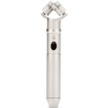 Rode NT4 condenser microphone with dual capsules and metal grille, front view showing microphone body and branding.