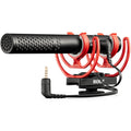 Rode VideoMic NTG camera microphone with black design and adjustable mounting, suitable for professional audio recording.