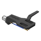Ortofon SH-2 Black headshell for turntable cartridges, shown from a top-right tilt angle.