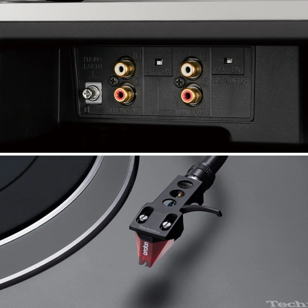 Technics SL-1500CS turntable with sleek design, featuring tonearm and platter for high-quality vinyl playback.