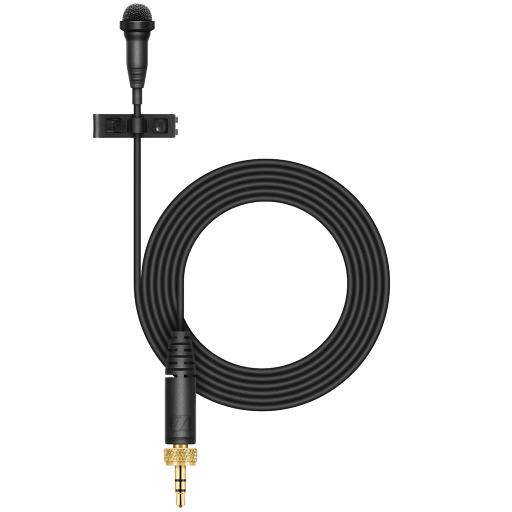 Sennheiser ME 2-II Lavalier microphone with clip, designed for discreet wearable audio recording and professional sound capture.