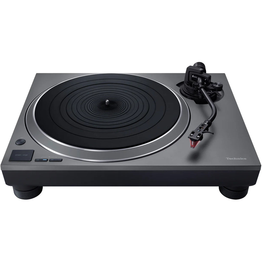 Technics SL-1500CS turntable with sleek design, tonearm, and platter for high-quality vinyl listening.