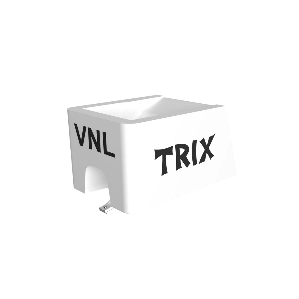 Ortofon VNL TRIX turntable stylus with a sleek design, shown tilted to the left, for high-quality vinyl record playback.
