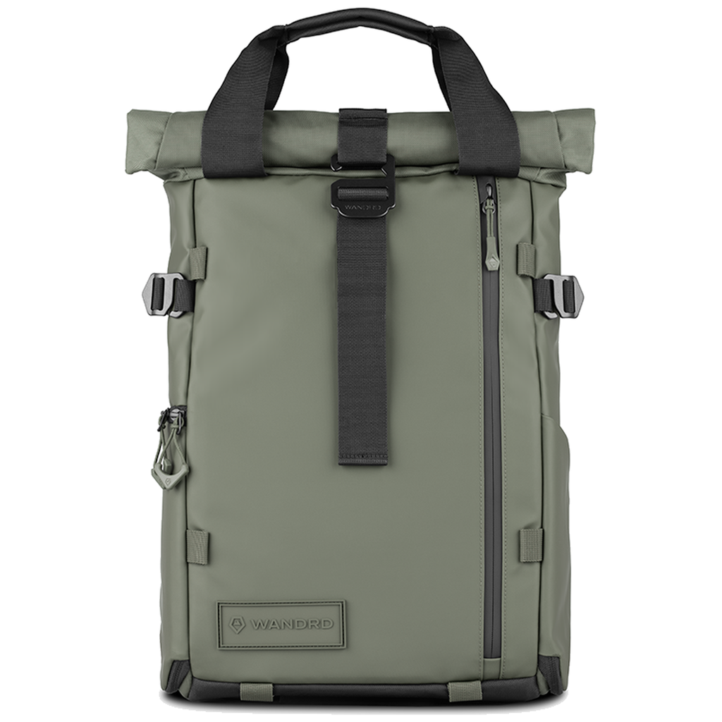 Wandrd Prvke Photo Bundle 15L in Wasatch Green showing the front view of the compact camera and accessories bag.