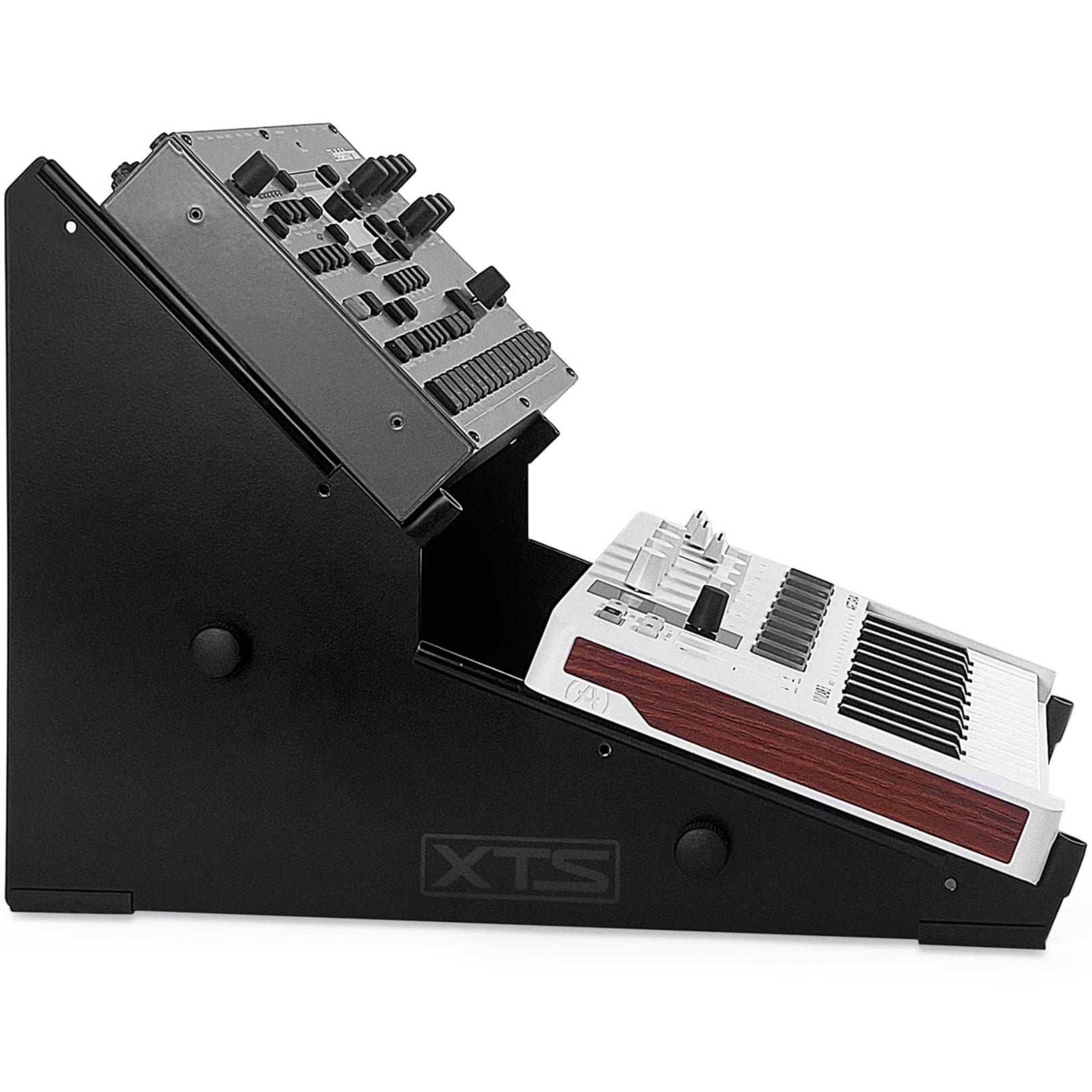Two-tier Analog Cases XTS stand for keyboard support, featuring sturdy metal construction and adjustable height.