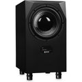 Adam Audio Sub10 MK2 subwoofer showing its sleek black cabinet and front grille, designed for professional audio monitoring.