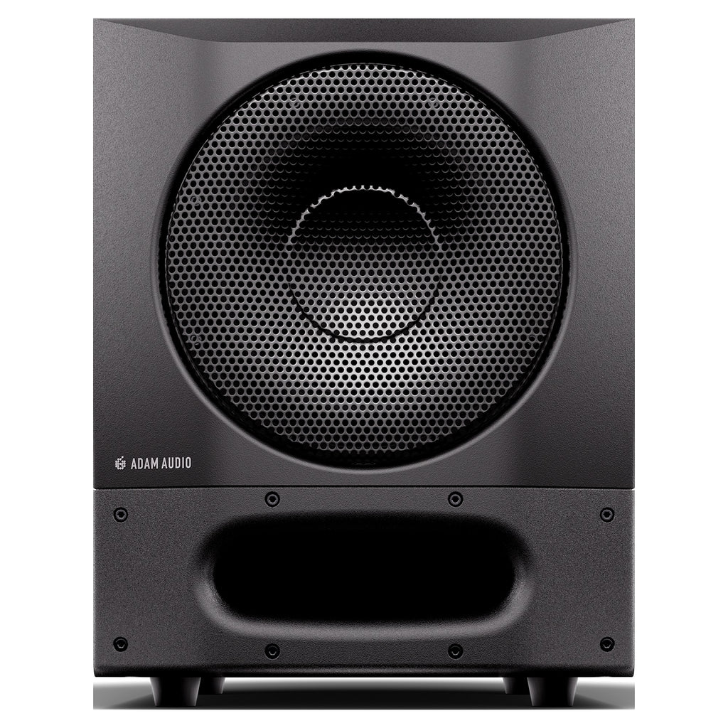 Adam Audio Sub8 PRO, front view with metal grille and front bass port