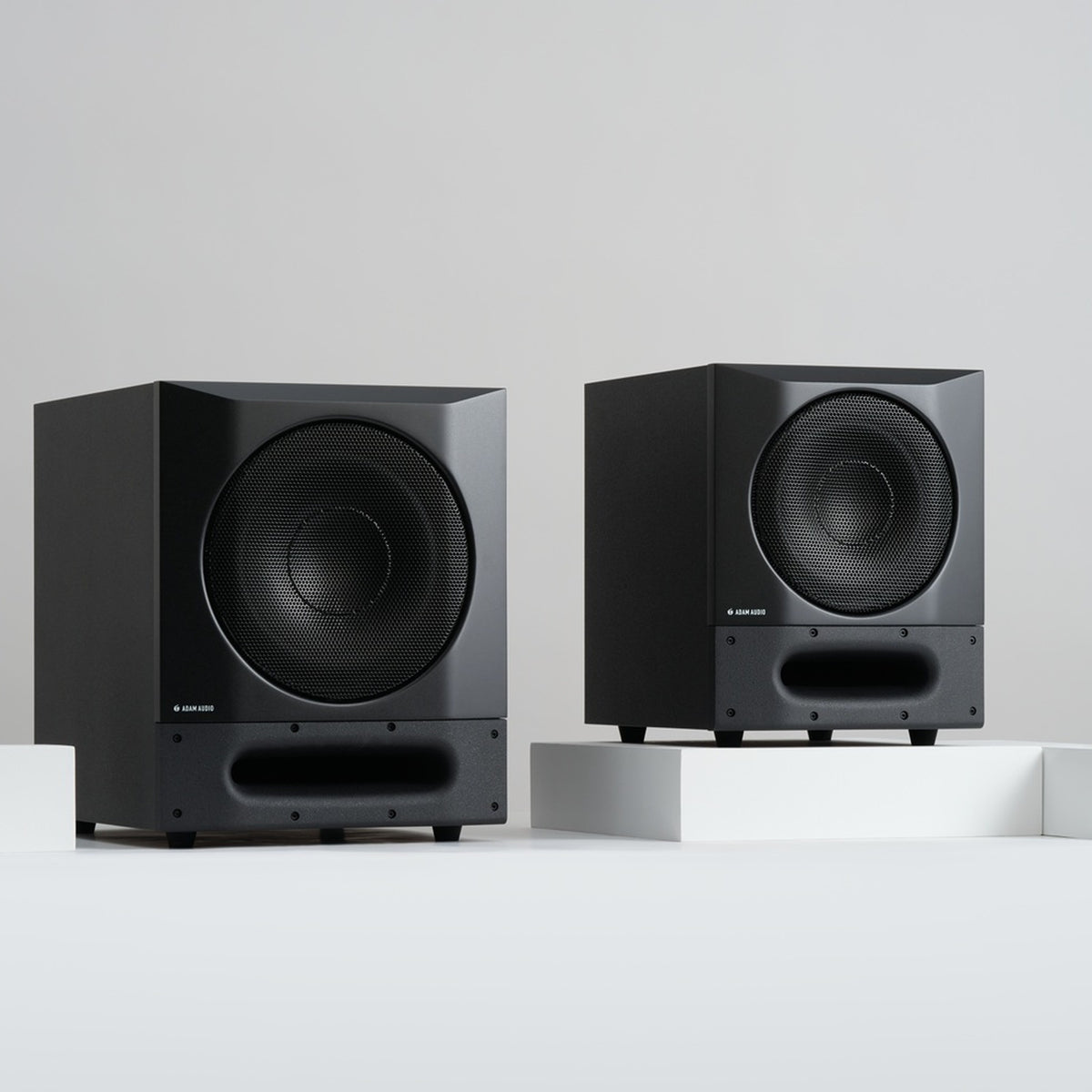 Adam Audio Sub8 PRO and Sub10 PRO subwoofers side by side