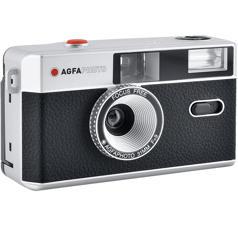 AgfaPhoto Reusable Compact Camera for instant film photography, featuring a sleek design and easy-to-use manual controls.