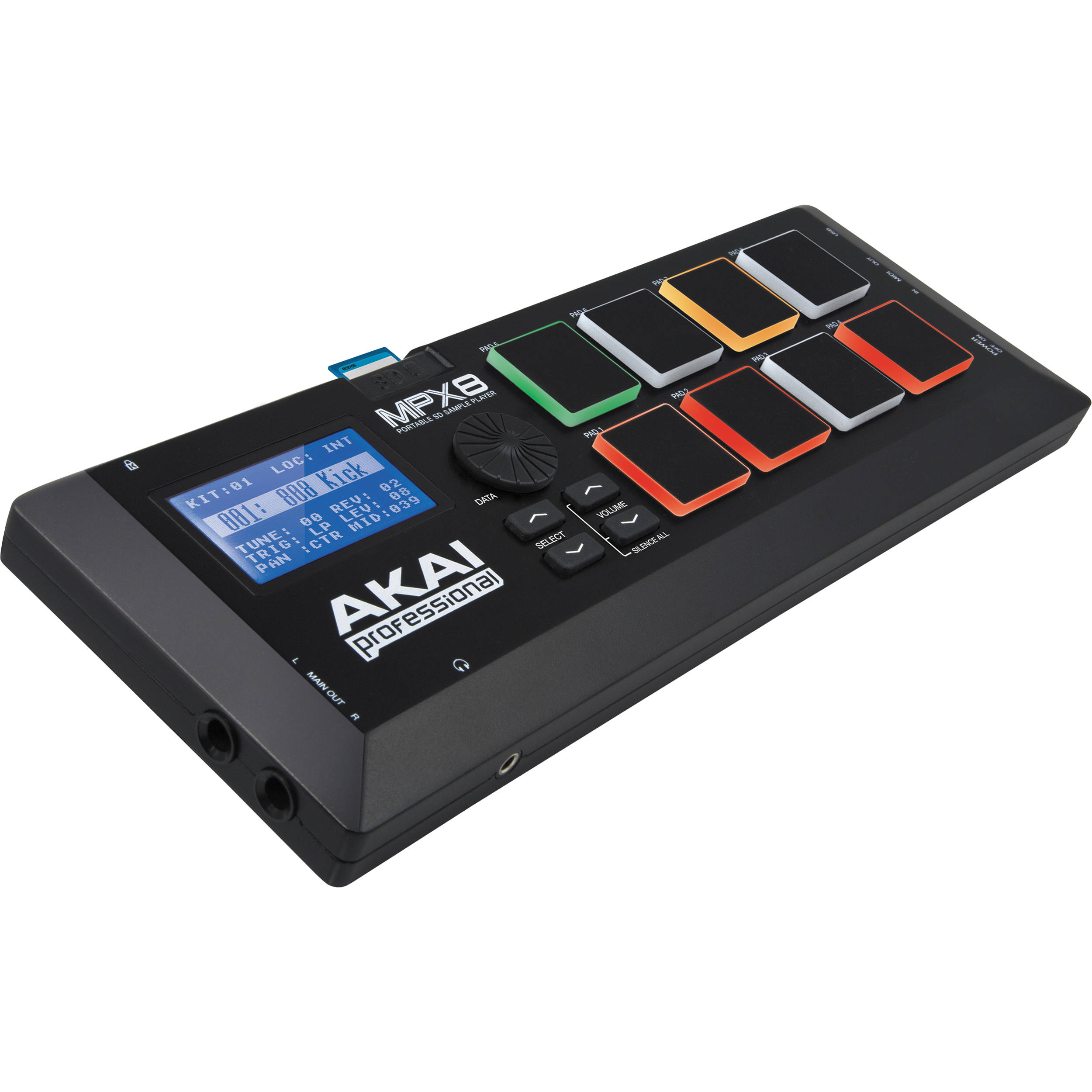 Akai Professional MPX8 MIDI controller, front view