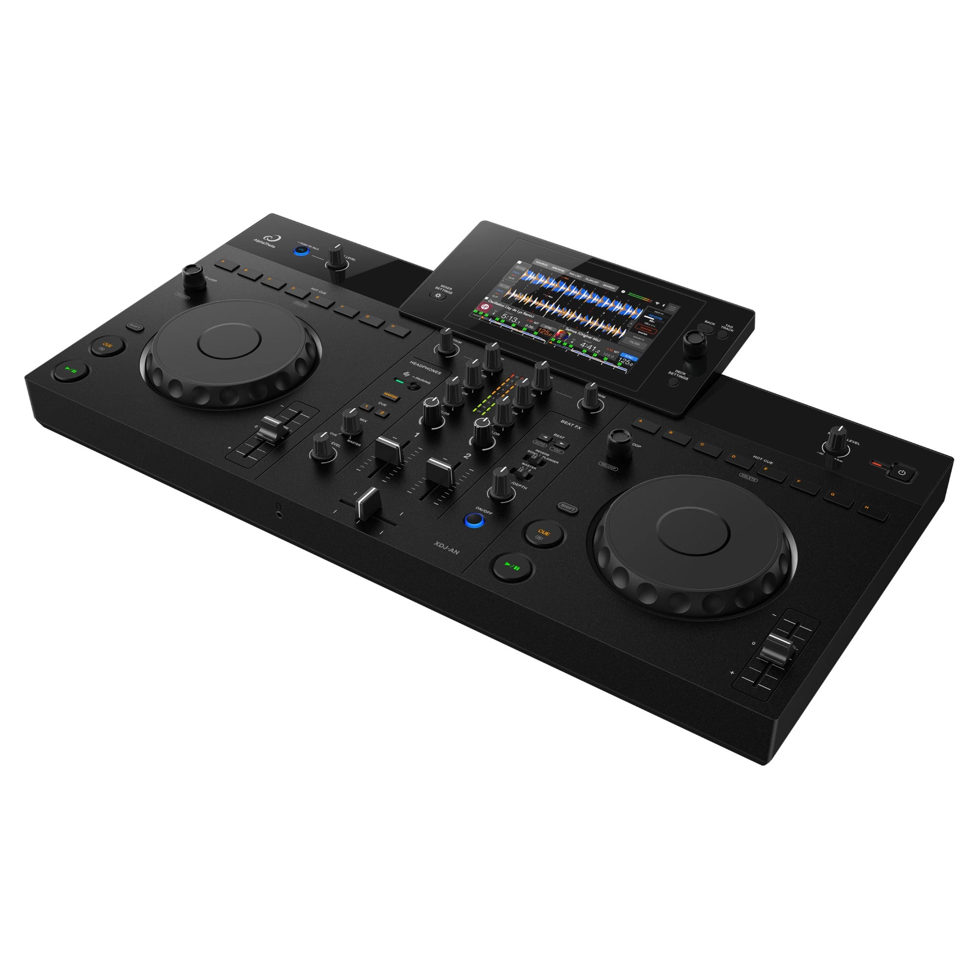 AlphaTheta XDJ-AN, front three-quarter view on white background