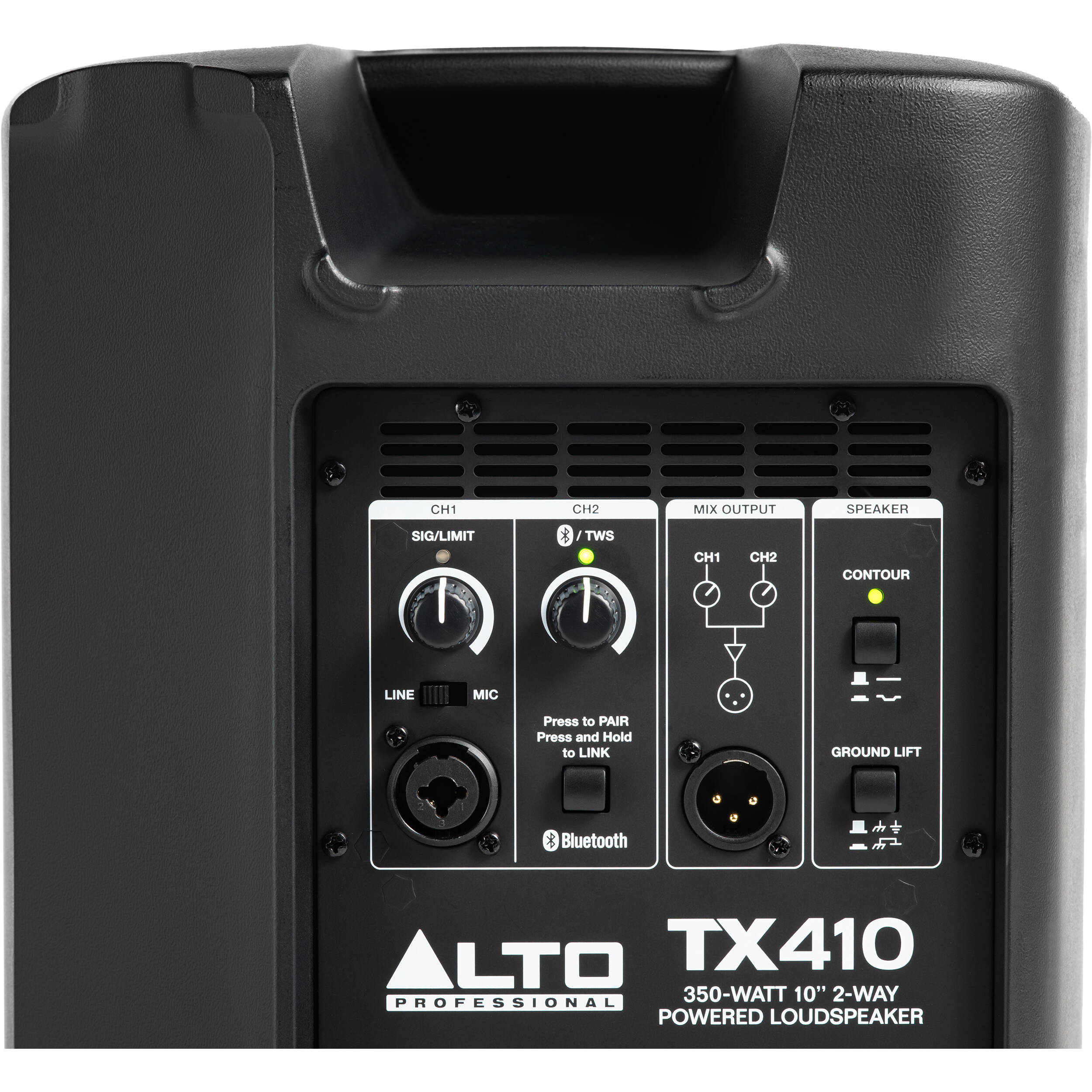Alto Professional TX410 active loudspeaker, detail view.