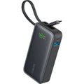 Anker Nano 10K power bank with built-in USB-C cable in black, portable mobile charging device for smartphones and gadgets.