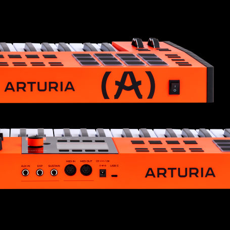 Arturia KeyLab MK3 Ultra orange finish rear panel connectivity and side power switch detail