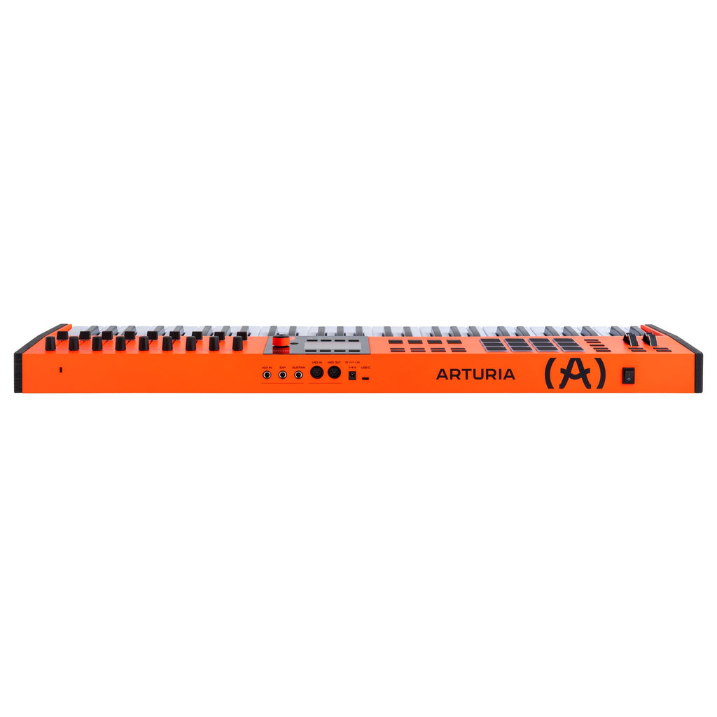 Arturia KeyLab 61 MK3 Ultra MIDI keyboard in orange finish, rear view