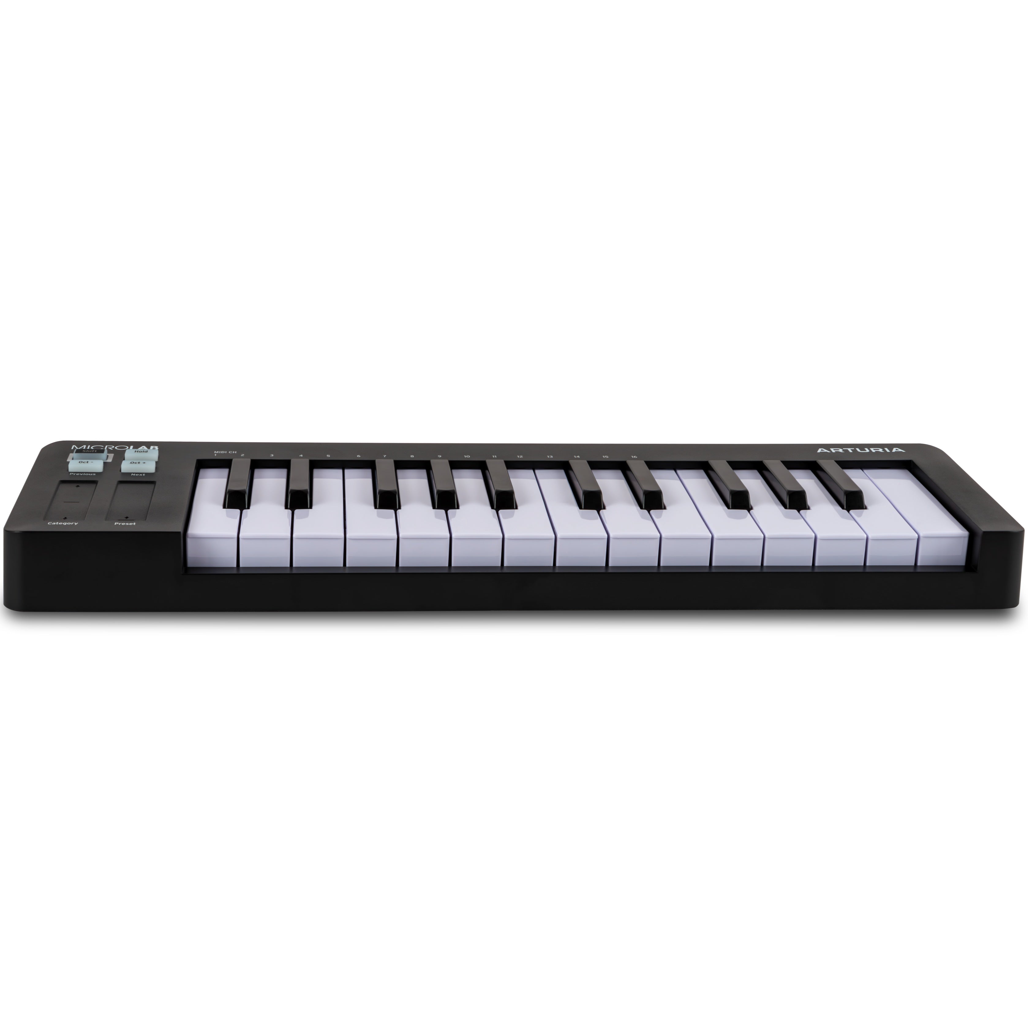 Arturia MicroLab MK3 MIDI keyboard controller, black, front view