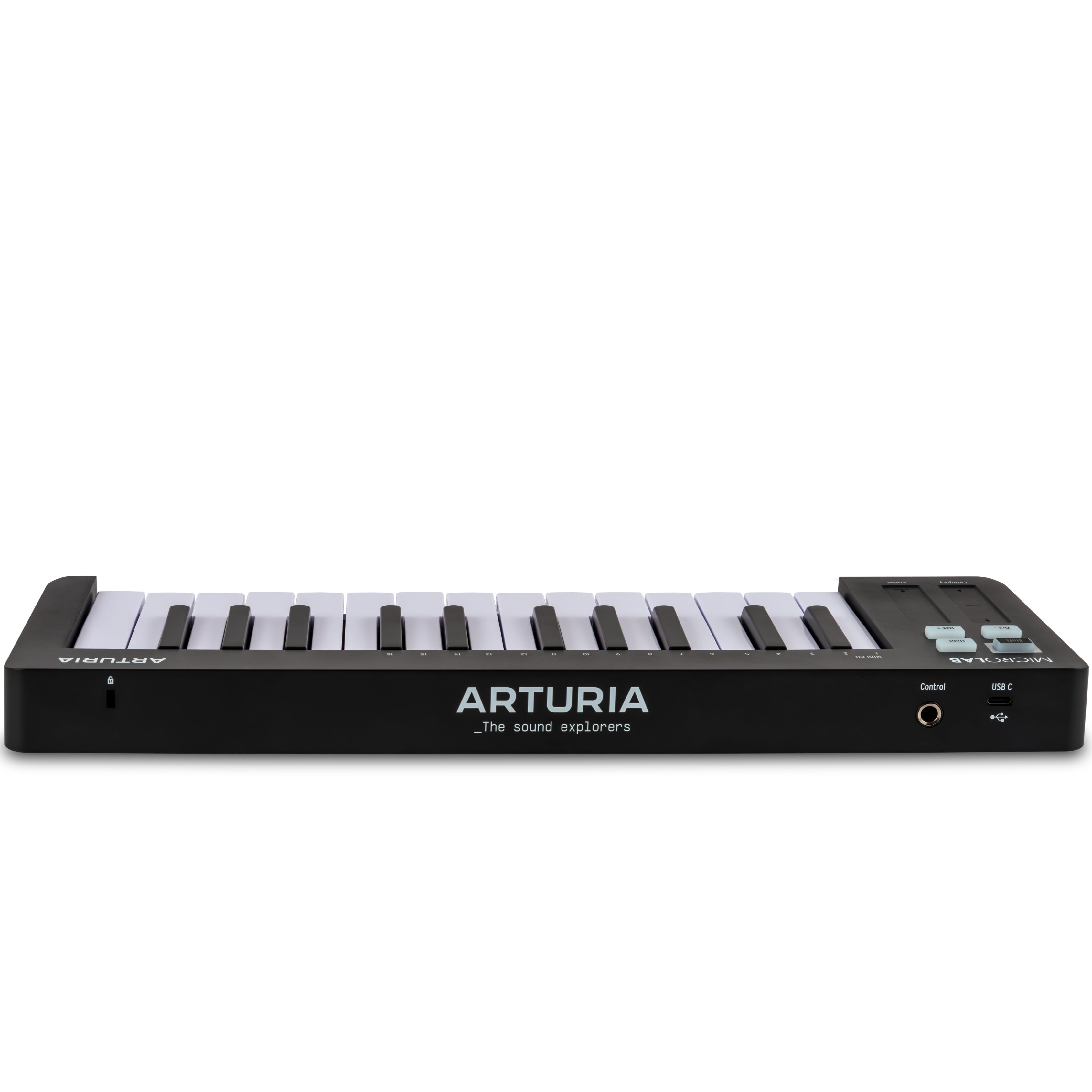 Arturia MicroLab MK3 MIDI keyboard controller, black, rear panel and connections