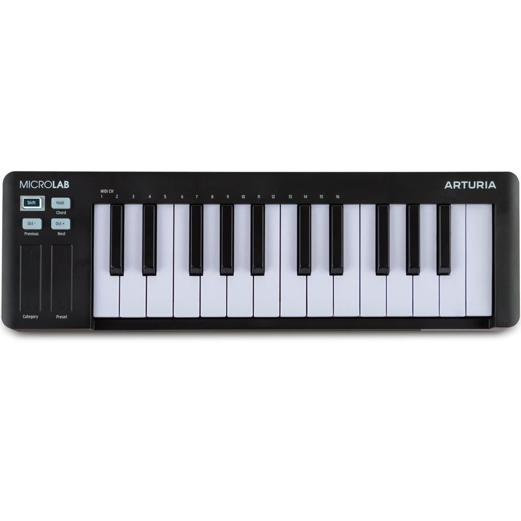 Arturia MicroLab MK3 MIDI keyboard controller, black, top view