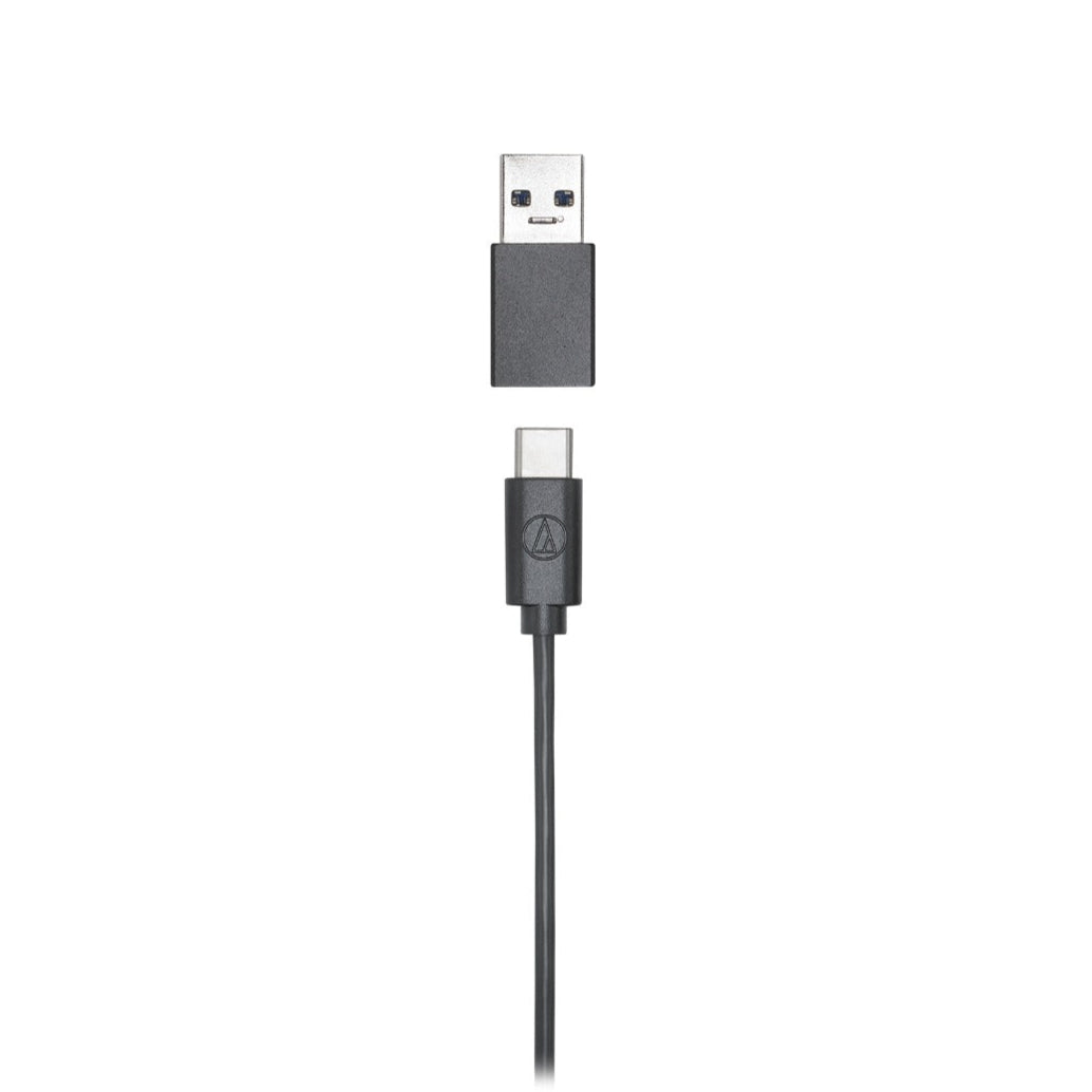 Audio Technica ATR4750-USB USB microphone with sleek design and adjustable clip for clear audio recording.