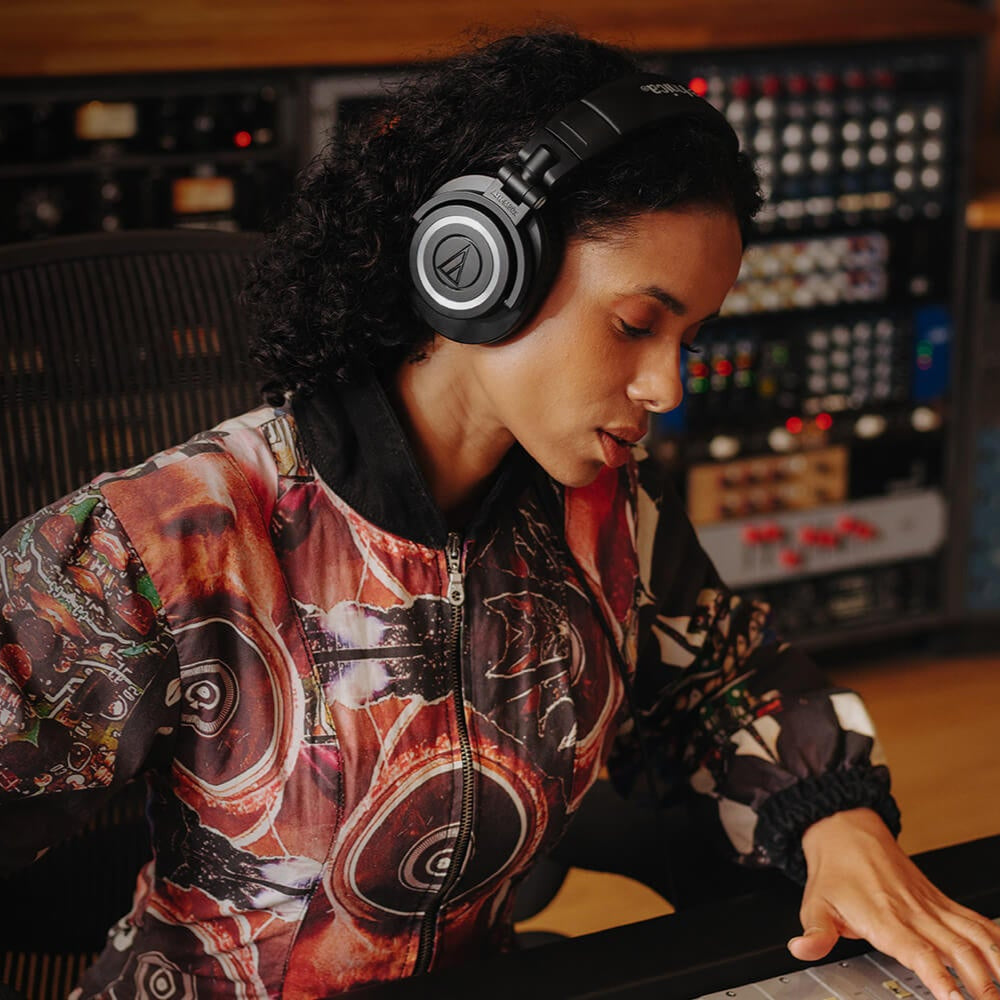 Audio-Technica ATH-M50x studio headphones, lifestyle setting
