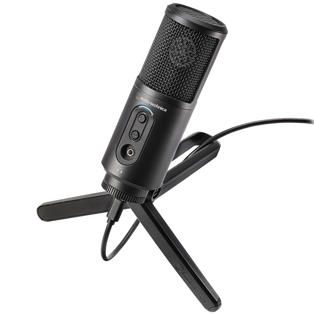 Audio-Technica ATR2500x-USB cardioid USB microphone, in use