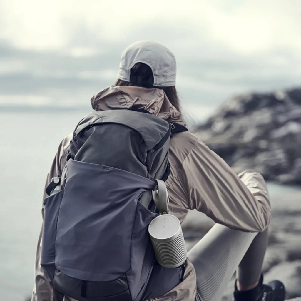Bang & Olufsen Beosound Explore portable Bluetooth speaker, in use